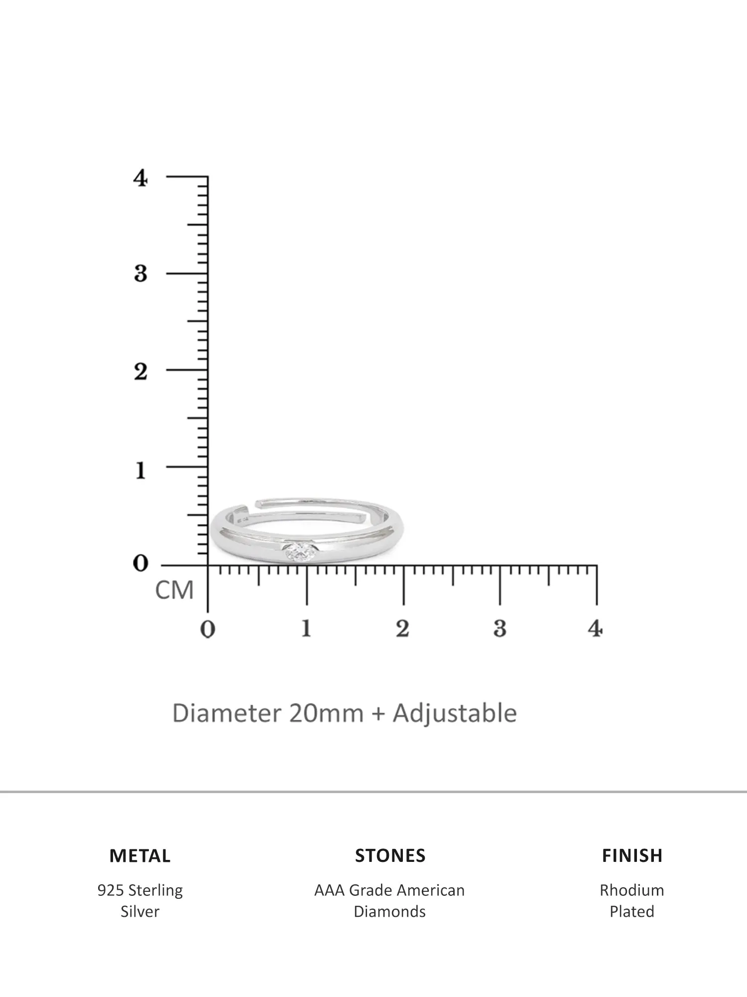 0.2 Carat Simple Adjustable Minimalist Silver Ring