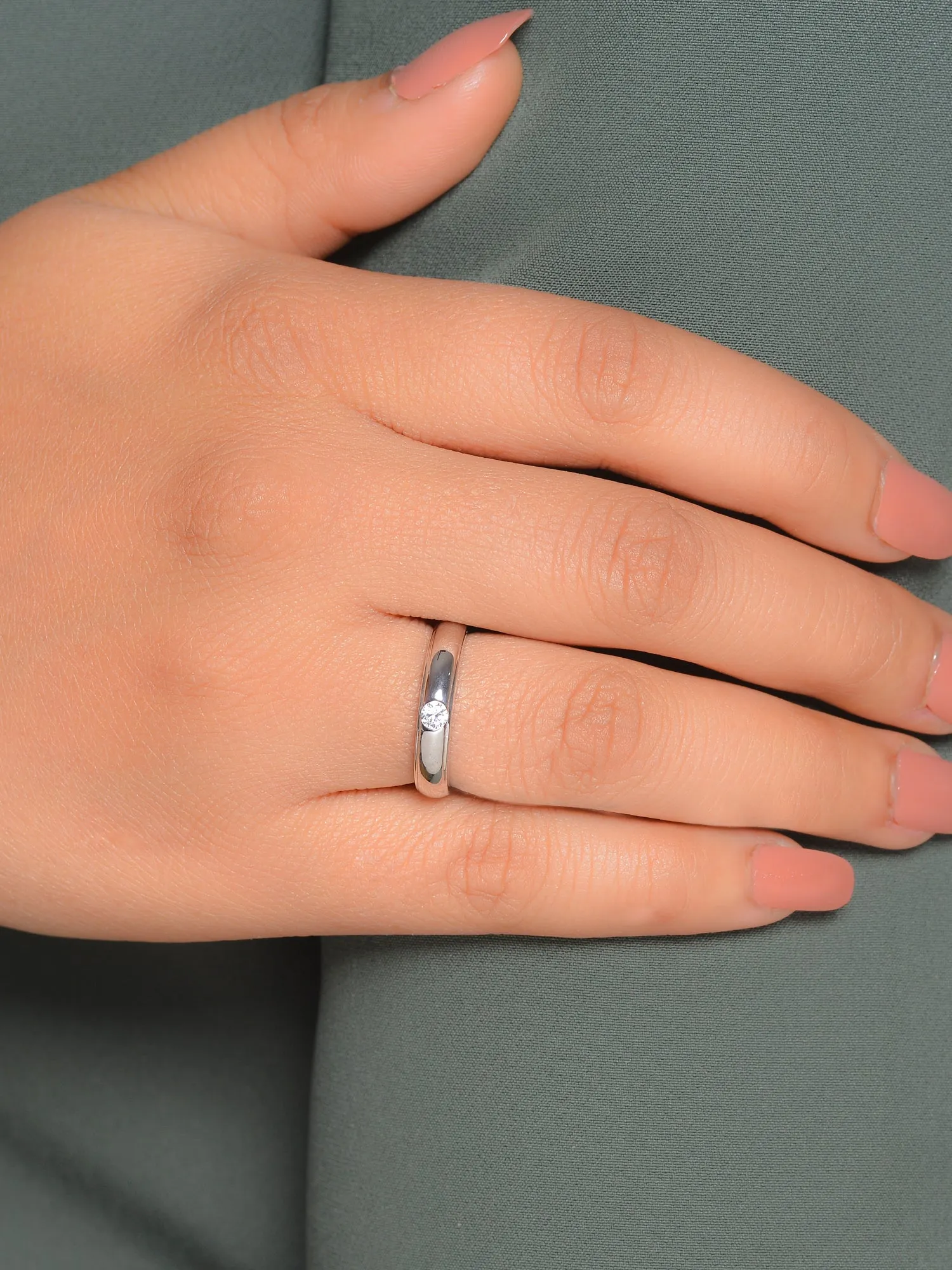 0.2 Carat Simple Adjustable Minimalist Silver Ring