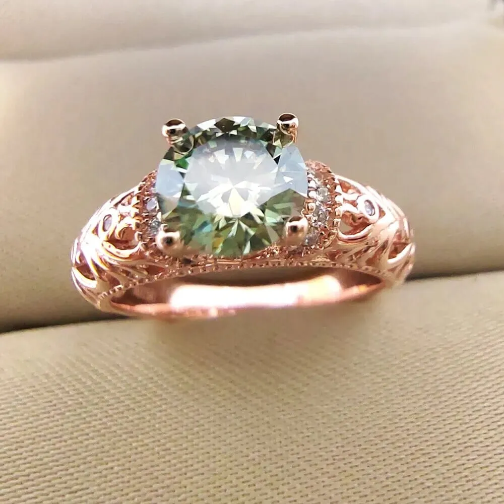 1 Carat Moissanite 925 Sterling Silver Rose Gold Ring