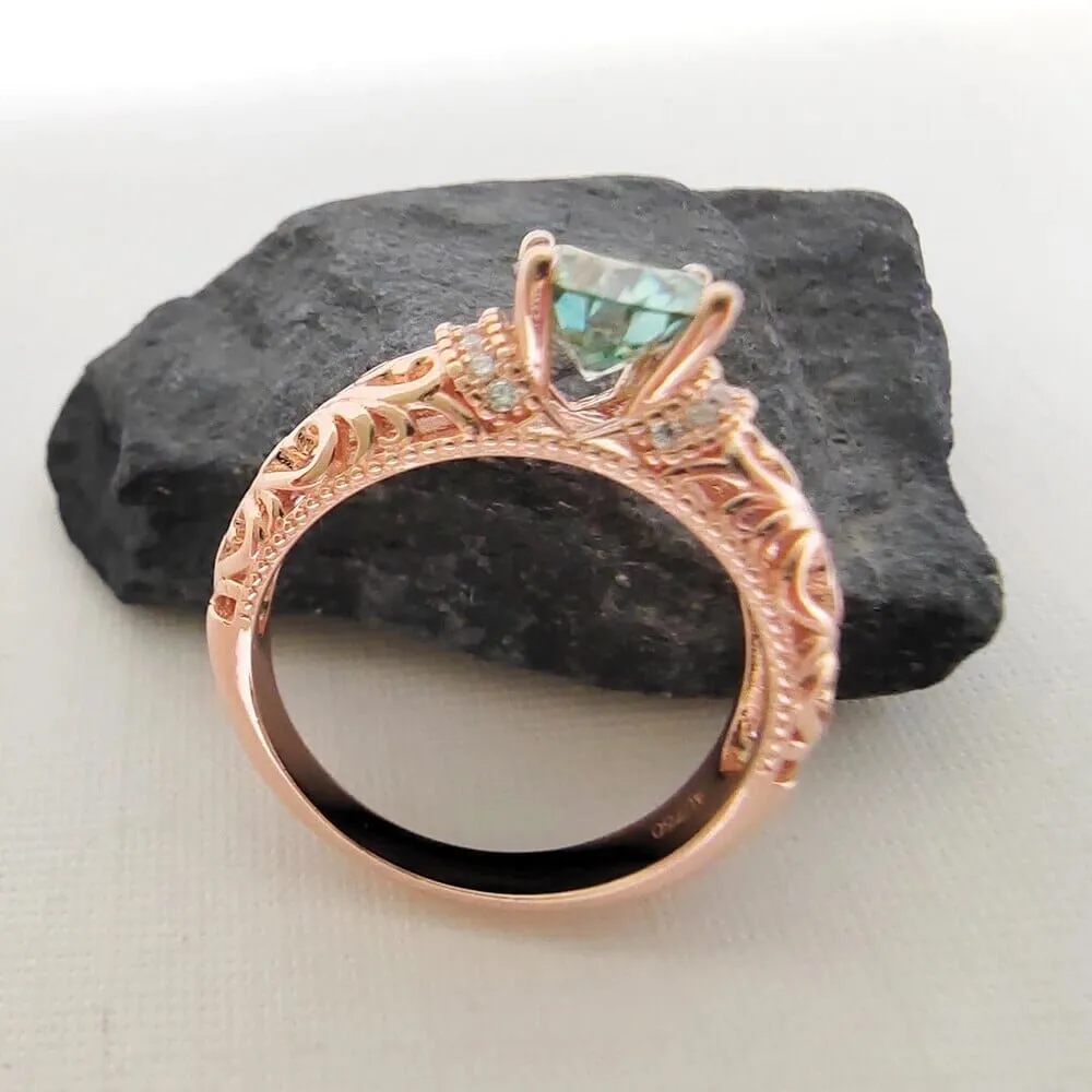 1 Carat Moissanite 925 Sterling Silver Rose Gold Ring