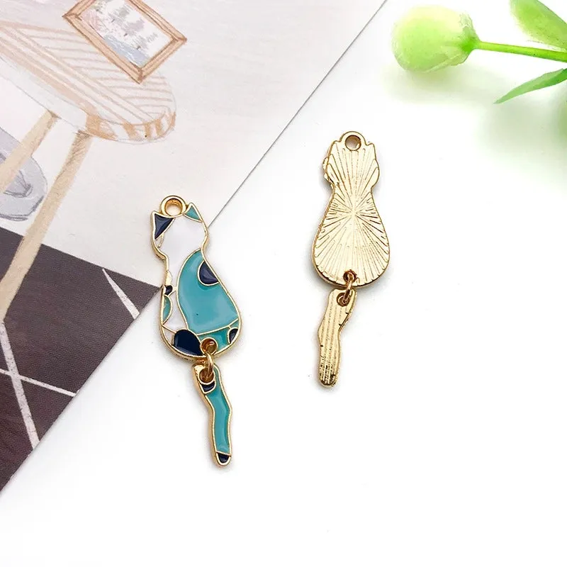 1 Cute Cartoon Multi-color Kitten Drop Oil Pendant Diy Alloy Jewelry Accessories Necklace Bracelet Earrings Pendant