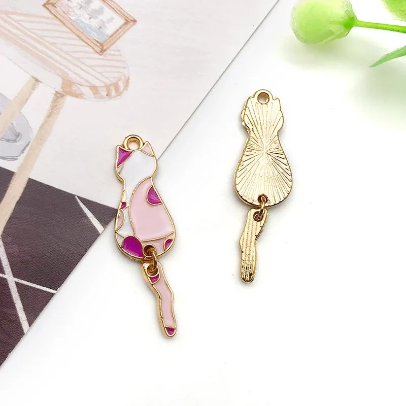 1 Cute Cartoon Multi-color Kitten Drop Oil Pendant Diy Alloy Jewelry Accessories Necklace Bracelet Earrings Pendant