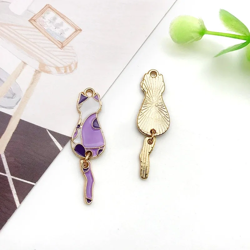 1 Cute Cartoon Multi-color Kitten Drop Oil Pendant Diy Alloy Jewelry Accessories Necklace Bracelet Earrings Pendant