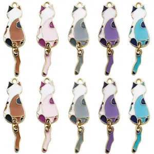 1 Cute Cartoon Multi-color Kitten Drop Oil Pendant Diy Alloy Jewelry Accessories Necklace Bracelet Earrings Pendant