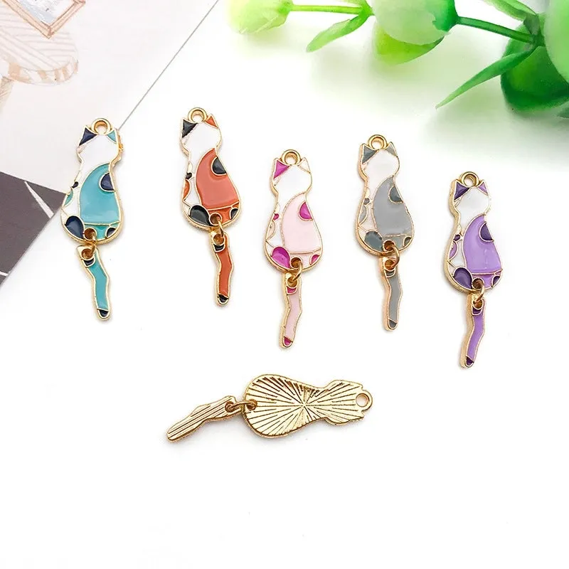 1 Cute Cartoon Multi-color Kitten Drop Oil Pendant Diy Alloy Jewelry Accessories Necklace Bracelet Earrings Pendant