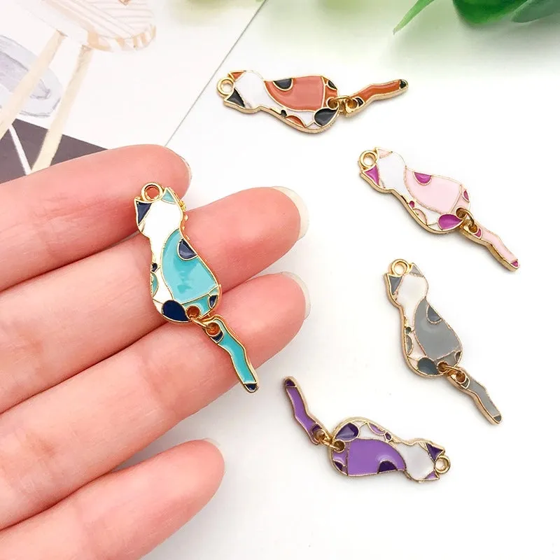 1 Cute Cartoon Multi-color Kitten Drop Oil Pendant Diy Alloy Jewelry Accessories Necklace Bracelet Earrings Pendant