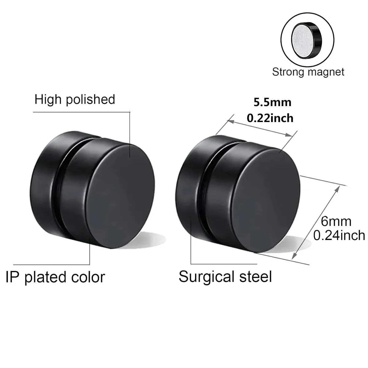 1 Pairs Magnet Stud Earrings Stainless Steel No Piercing Strong Magnetic Ear Clips for Men Women Fashion Jewelry