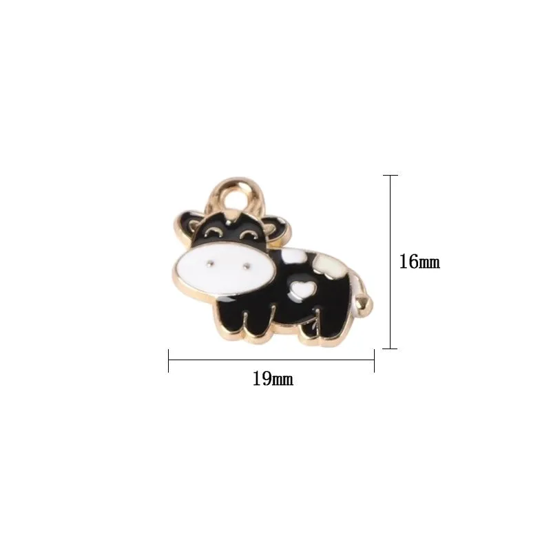 1 Piece Cute Cattle Alloy Enamel Plating Pendant Jewelry Accessories