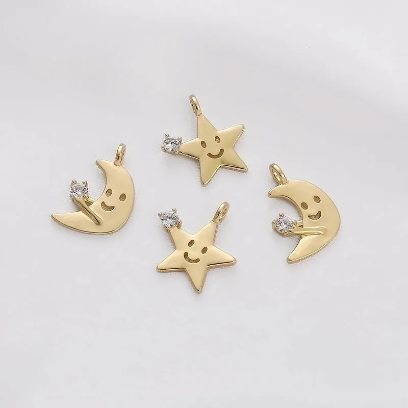 1 Piece Cute Gingerbread Star Moon Copper Plating Inlay Pendant Jewelry Accessories