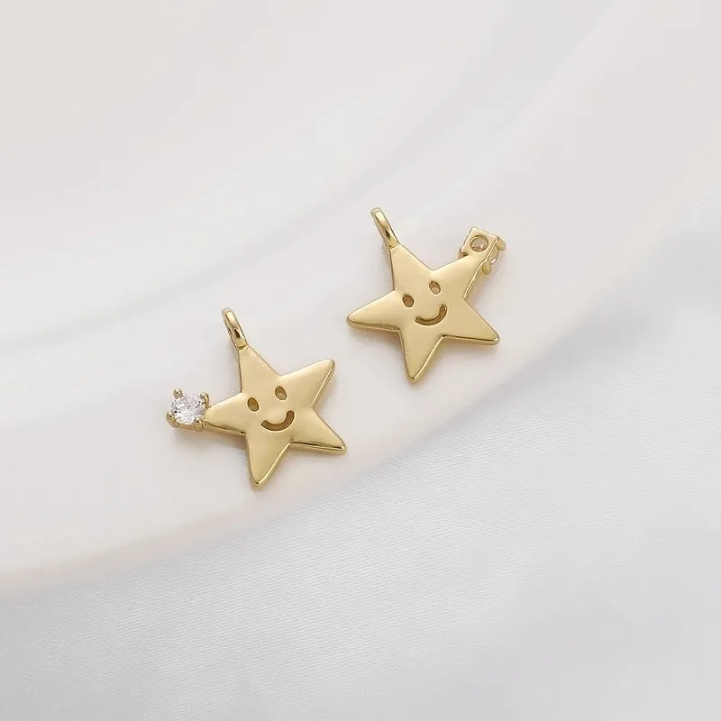 1 Piece Cute Gingerbread Star Moon Copper Plating Inlay Pendant Jewelry Accessories