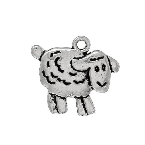 10 Pcs Tibetan Silver Cute Sheep Lamb Farm Animal 17X18mm Charms Pendants