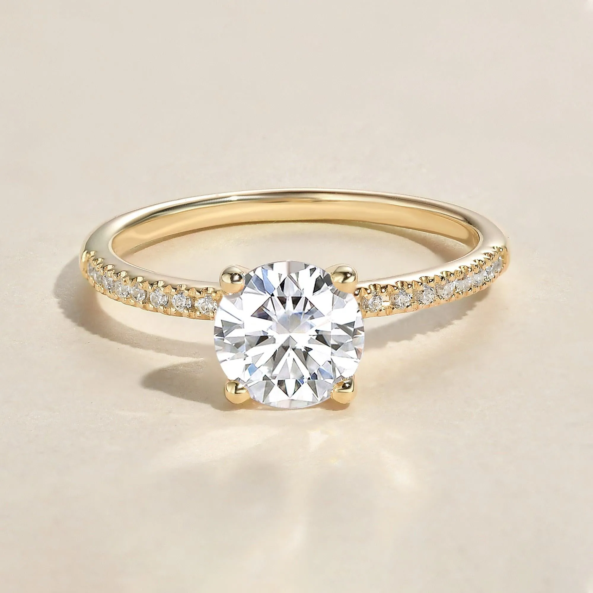 1.0ct Round Moissanite Four-Prong Classic Solitaire Ring