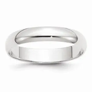 14k White Gold 4mm Lightweight Half Round Wedding Band Ring