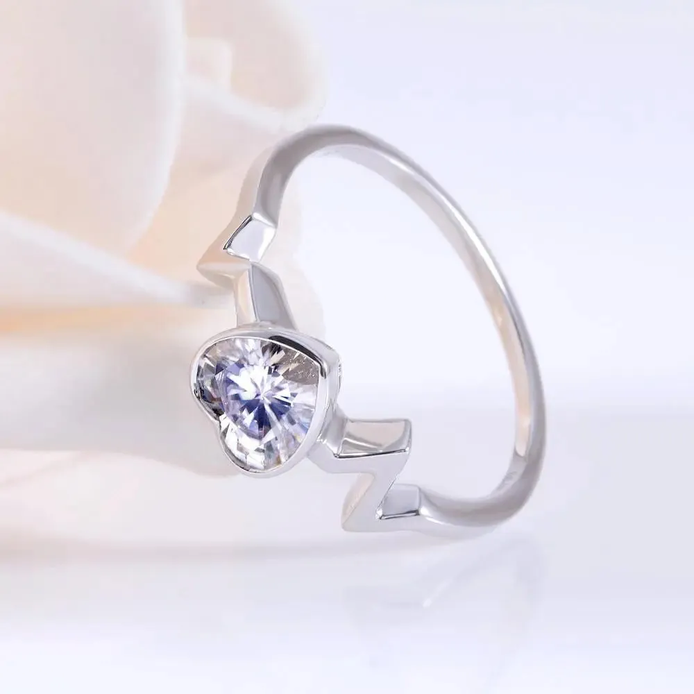 14k White Gold Heartbeat Moissanite Ring 0.7ct