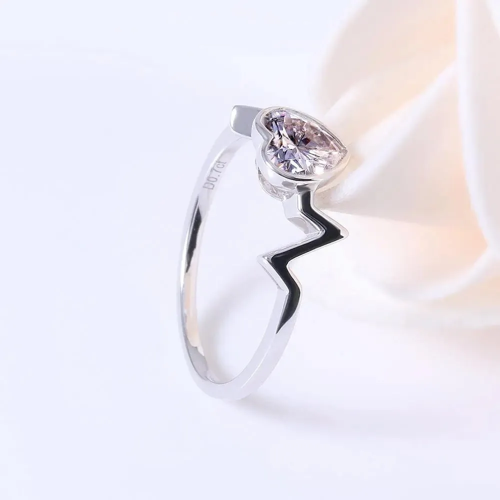 14k White Gold Heartbeat Moissanite Ring 0.7ct