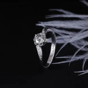 14k White Gold Moissanite Ring 0.5ct Center Stone