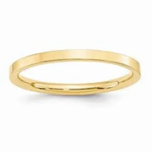 14k Yellow Gold 2mm Standard Flat Comfort Fit Wedding Band Ring