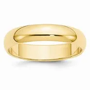 14k Yellow Gold 5mm Half-Round Wedding Band Ring