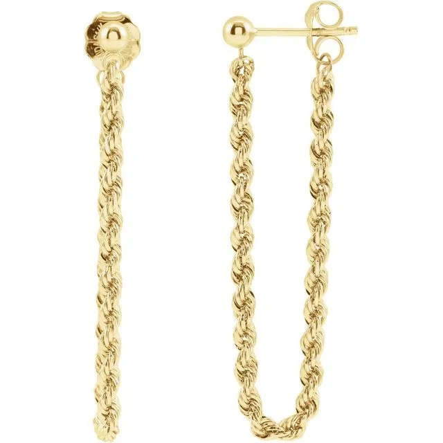 14K Yellow Rope Chain Earrings