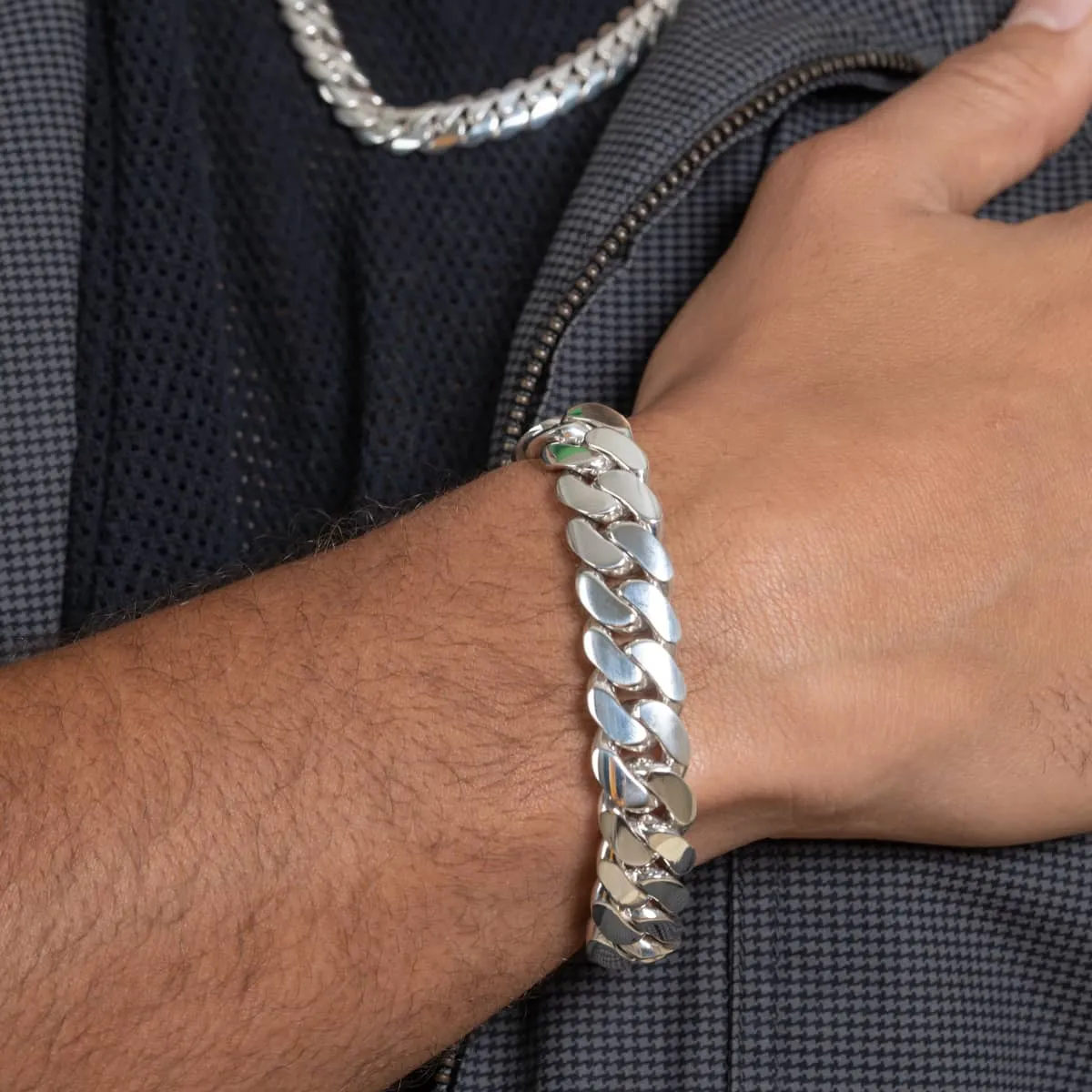 14mm Silver Cuban Link Bracelet – Handcrafted in 950 Silver