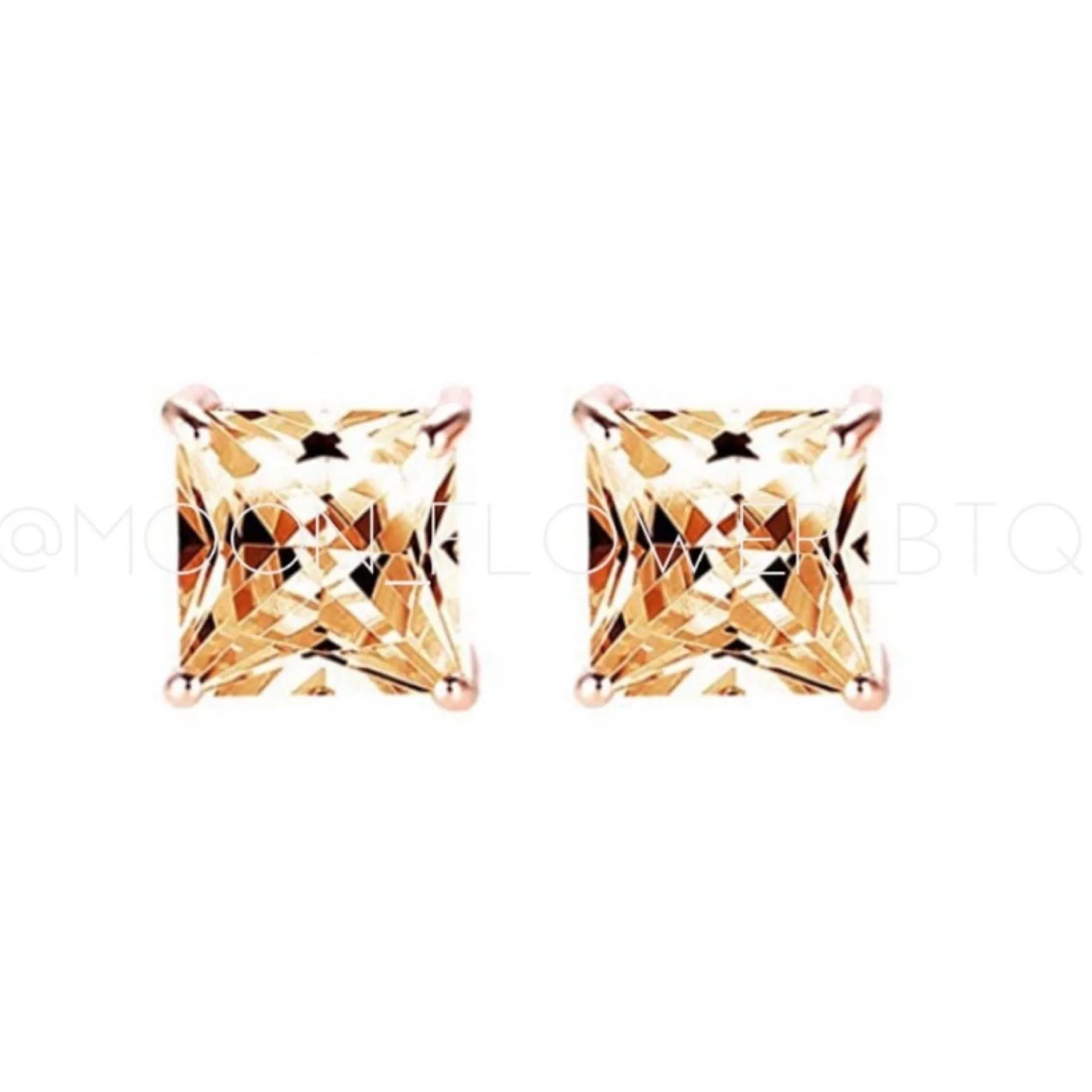 18k Rose Square CZ Stud Earrings