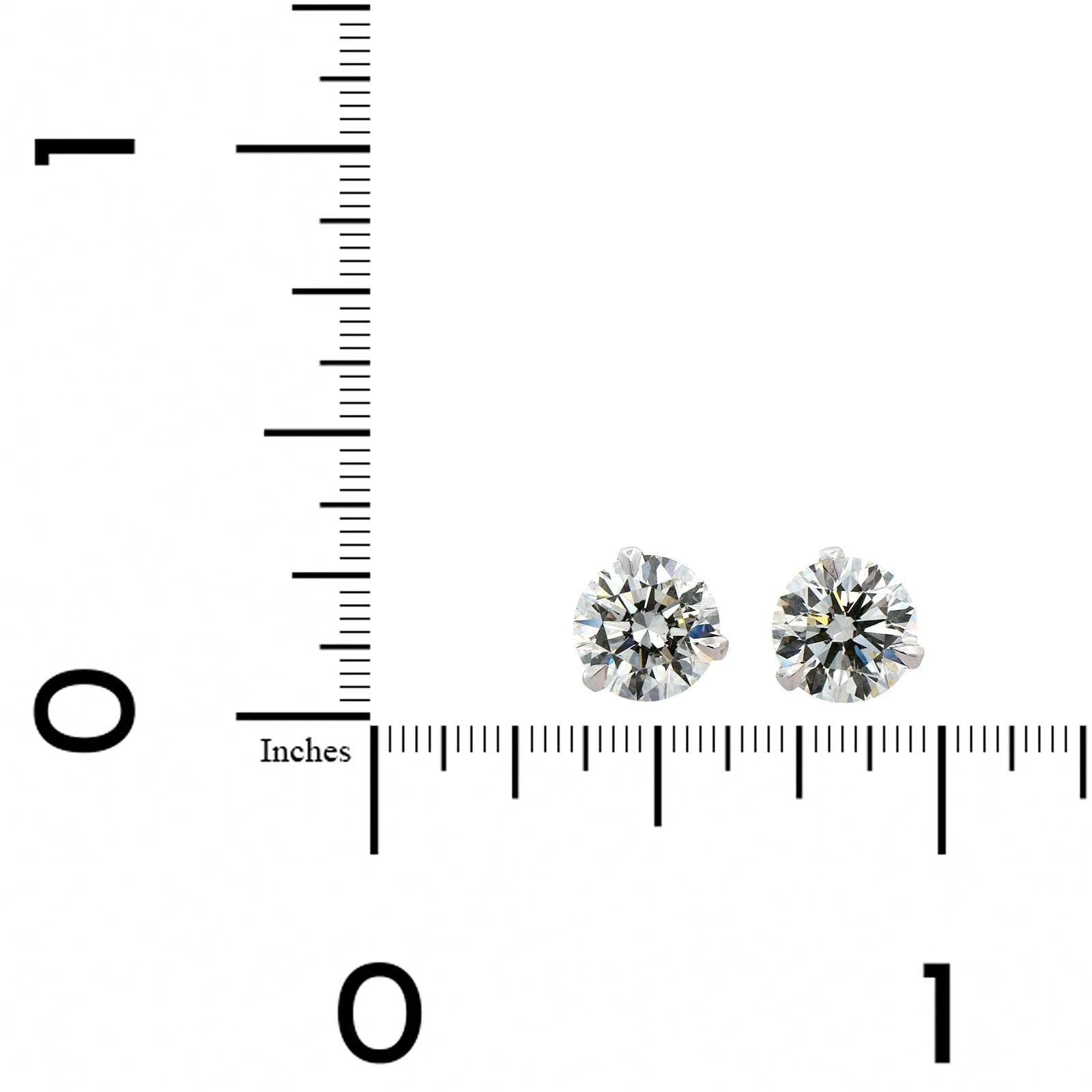 18K White Gold 3 Prong Diamond Stud Earrings