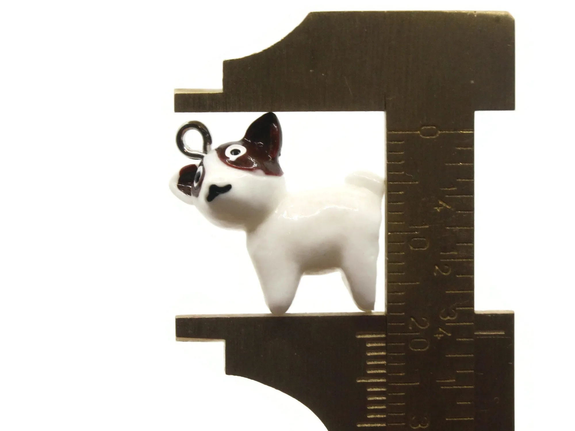 2 22mm White Dog Resin Miniature Puppy Charms Animal Pendants