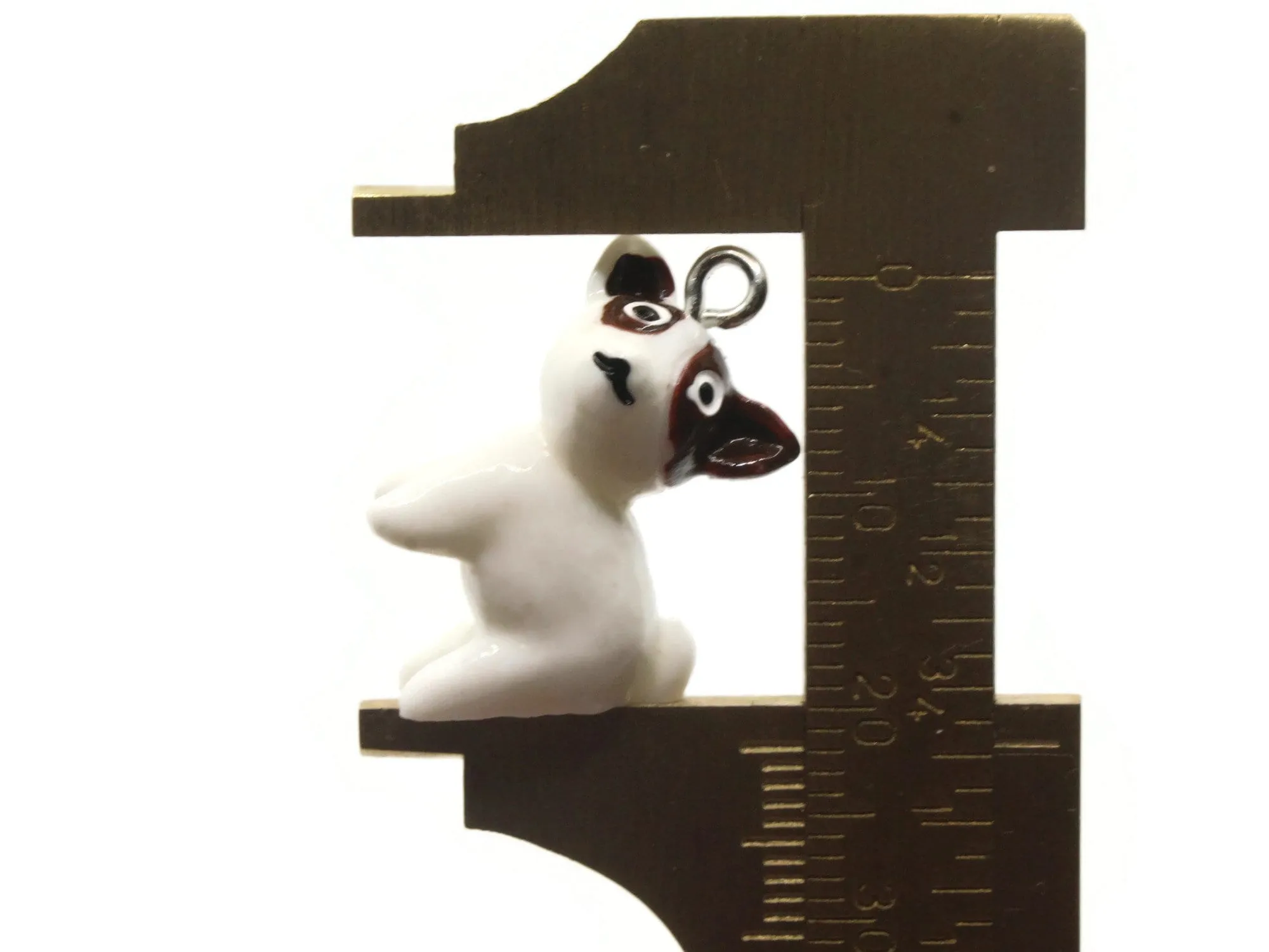 2 22mm White Dog Resin Miniature Puppy Charms Animal Pendants