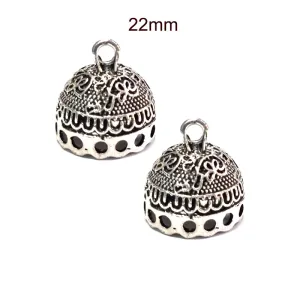 2 Pairs (4 Pcs pkg.) Oxidized Silver Plated Handmade Jhumka Jhumki Earrings base Jewelry Findings