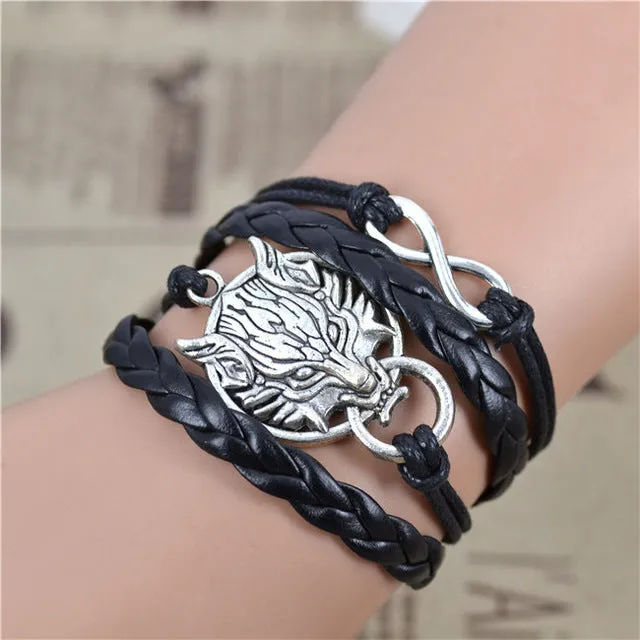 2017 New Infinity Love Leather Love Owl Leaf Charm Handmade Bracelet Bangles Jewelry Friendship Gift Items 2pac/lot