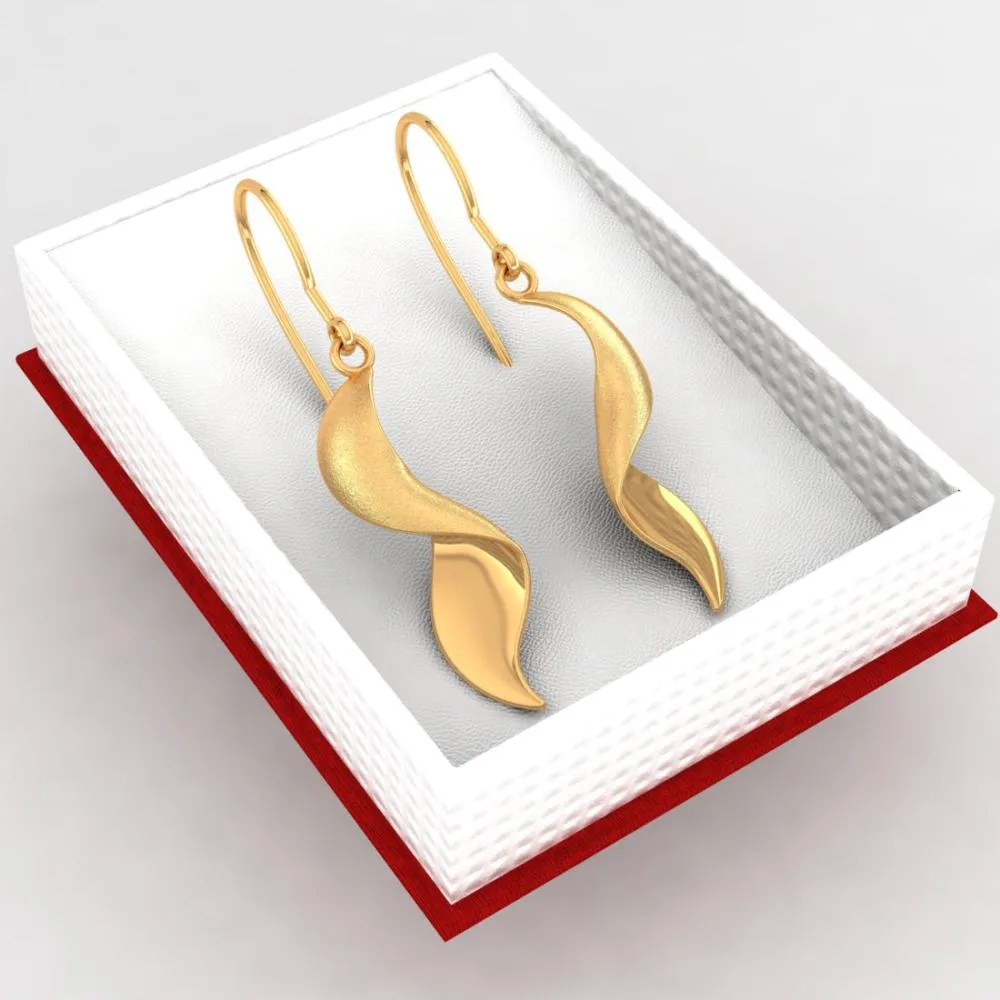 22k Simple Gold Earrings With A Unique Spiral Design