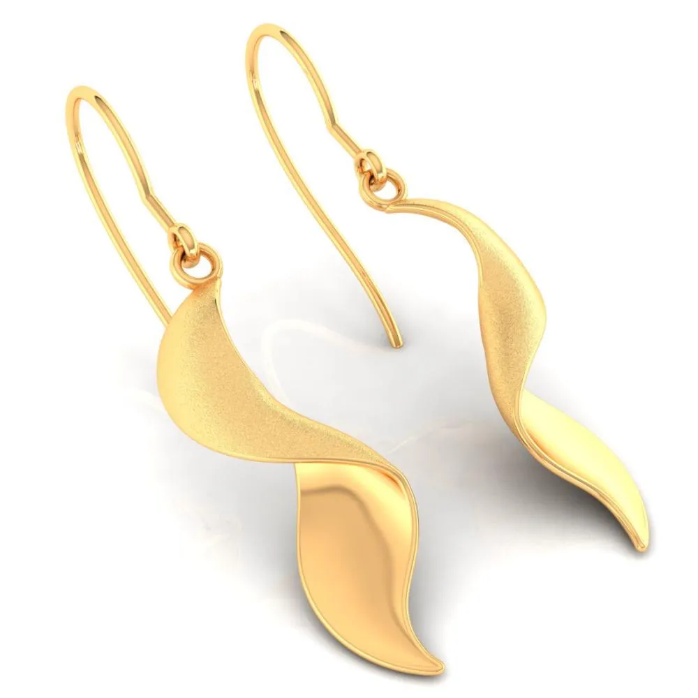 22k Simple Gold Earrings With A Unique Spiral Design