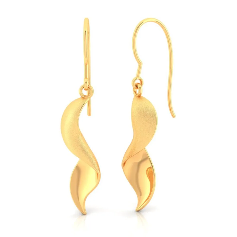 22k Simple Gold Earrings With A Unique Spiral Design