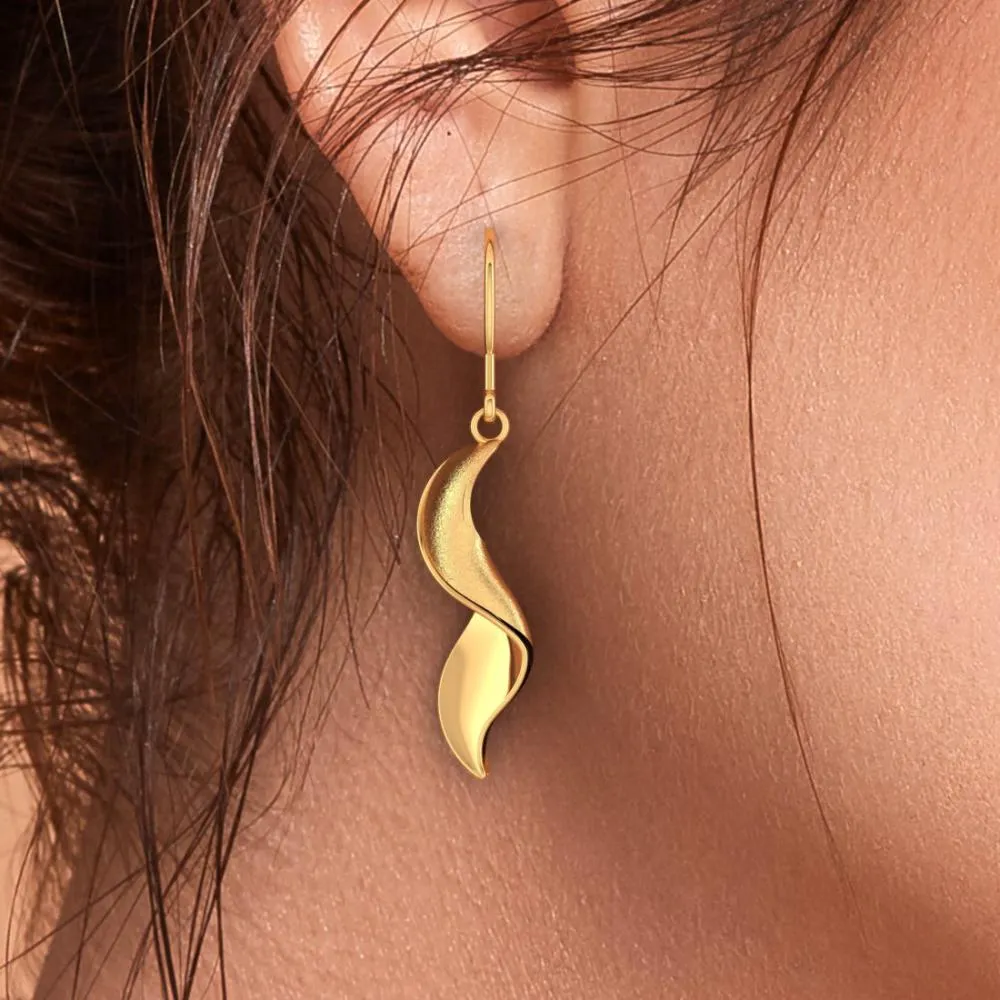 22k Simple Gold Earrings With A Unique Spiral Design