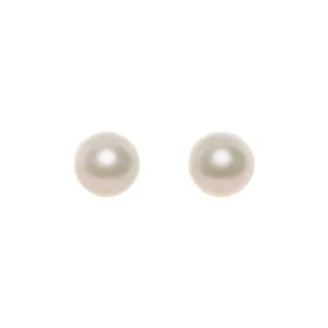 7mm - 18K Gold Flat Pearl Studs