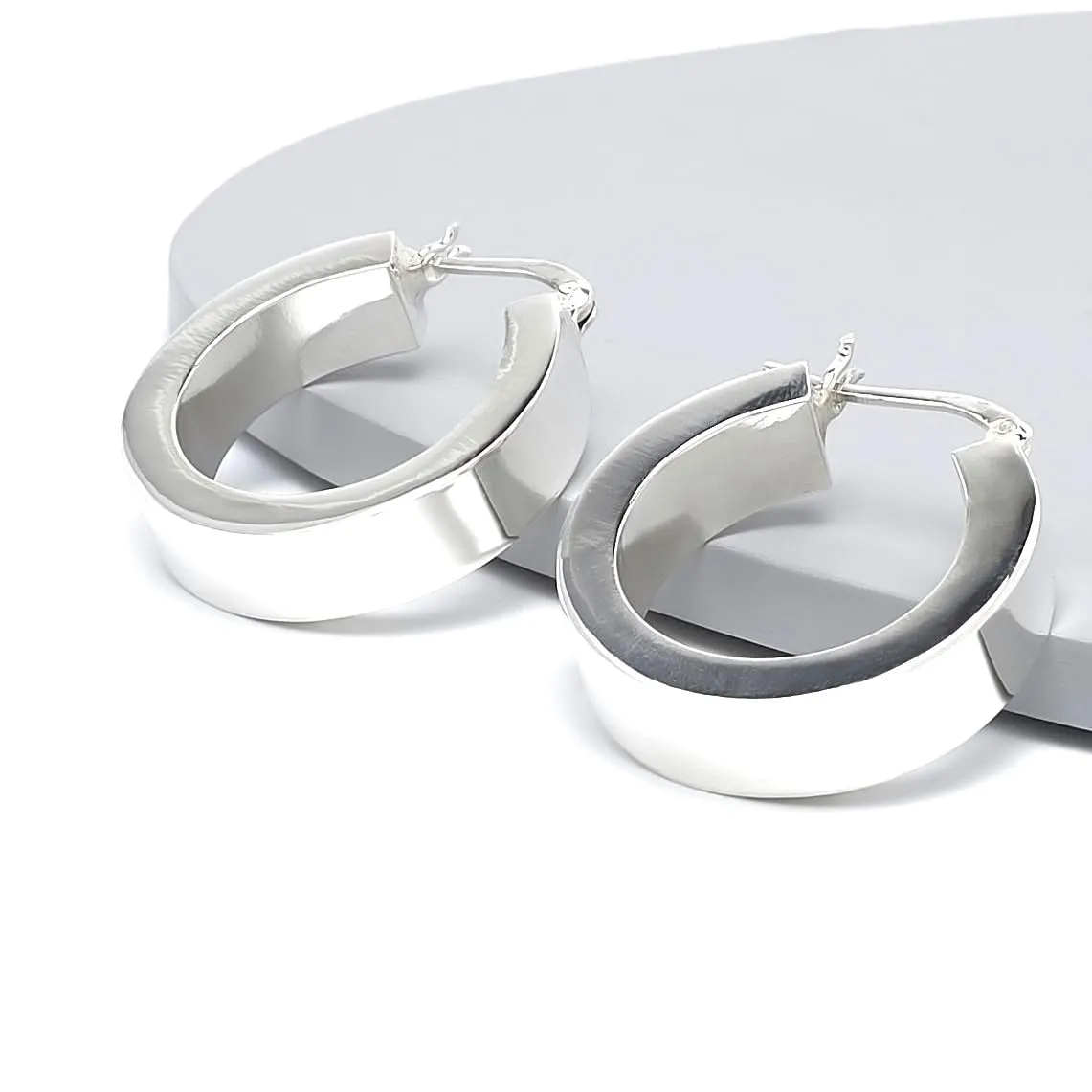 925 Sterling Silver Hoop Earrings for Women | Stylish 25mm Statement Huggie Creole Earrings