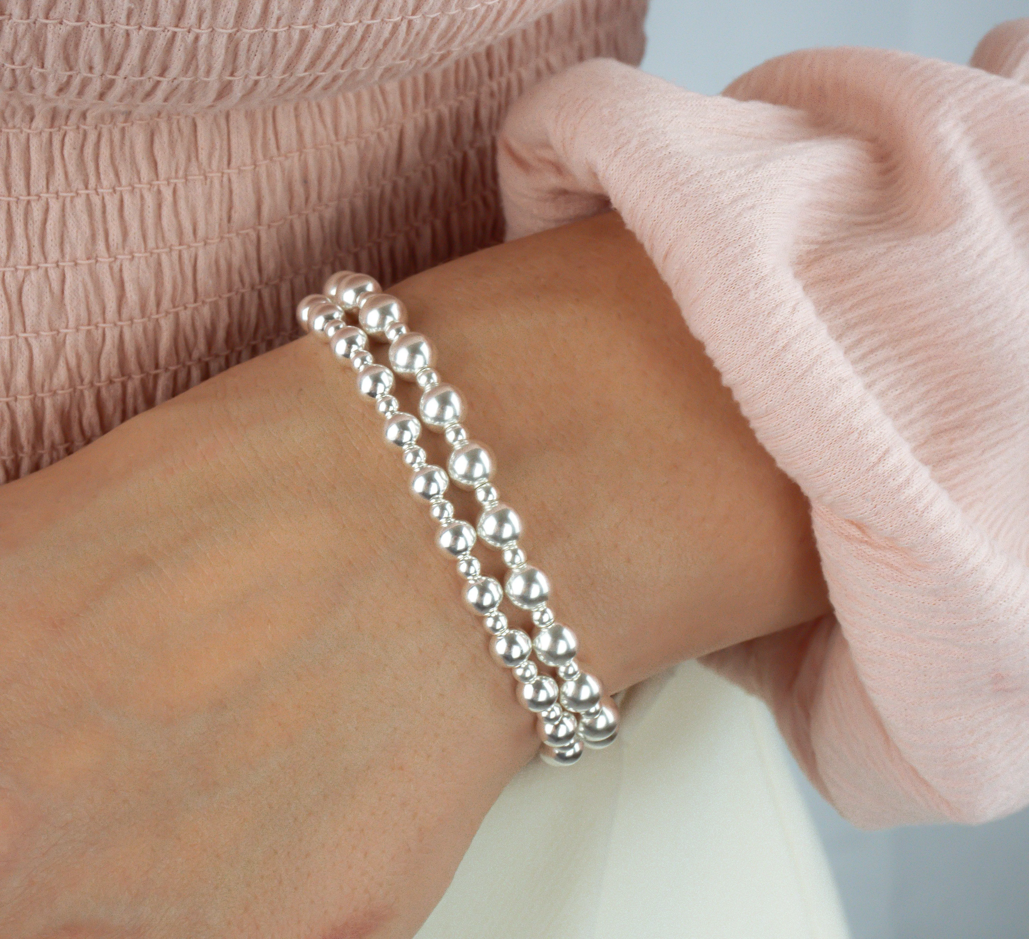 925 Sterling Silver Stretch Bracelet, Bracelet, Stacked Bracelets