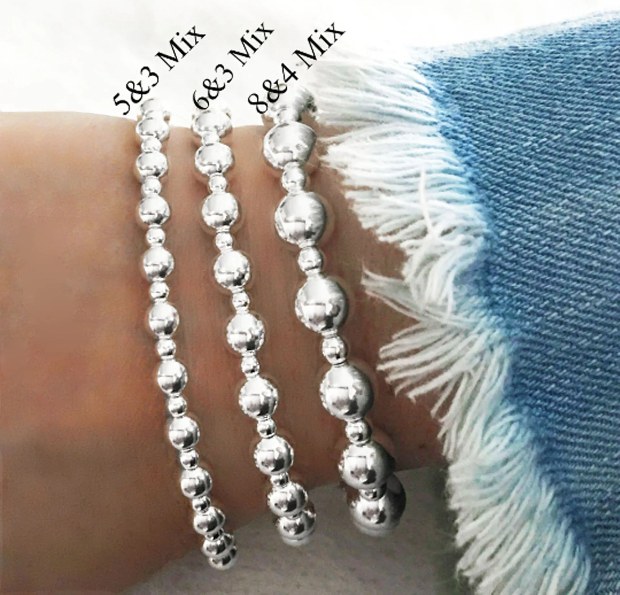 925 Sterling Silver Stretch Bracelet, Bracelet, Stacked Bracelets