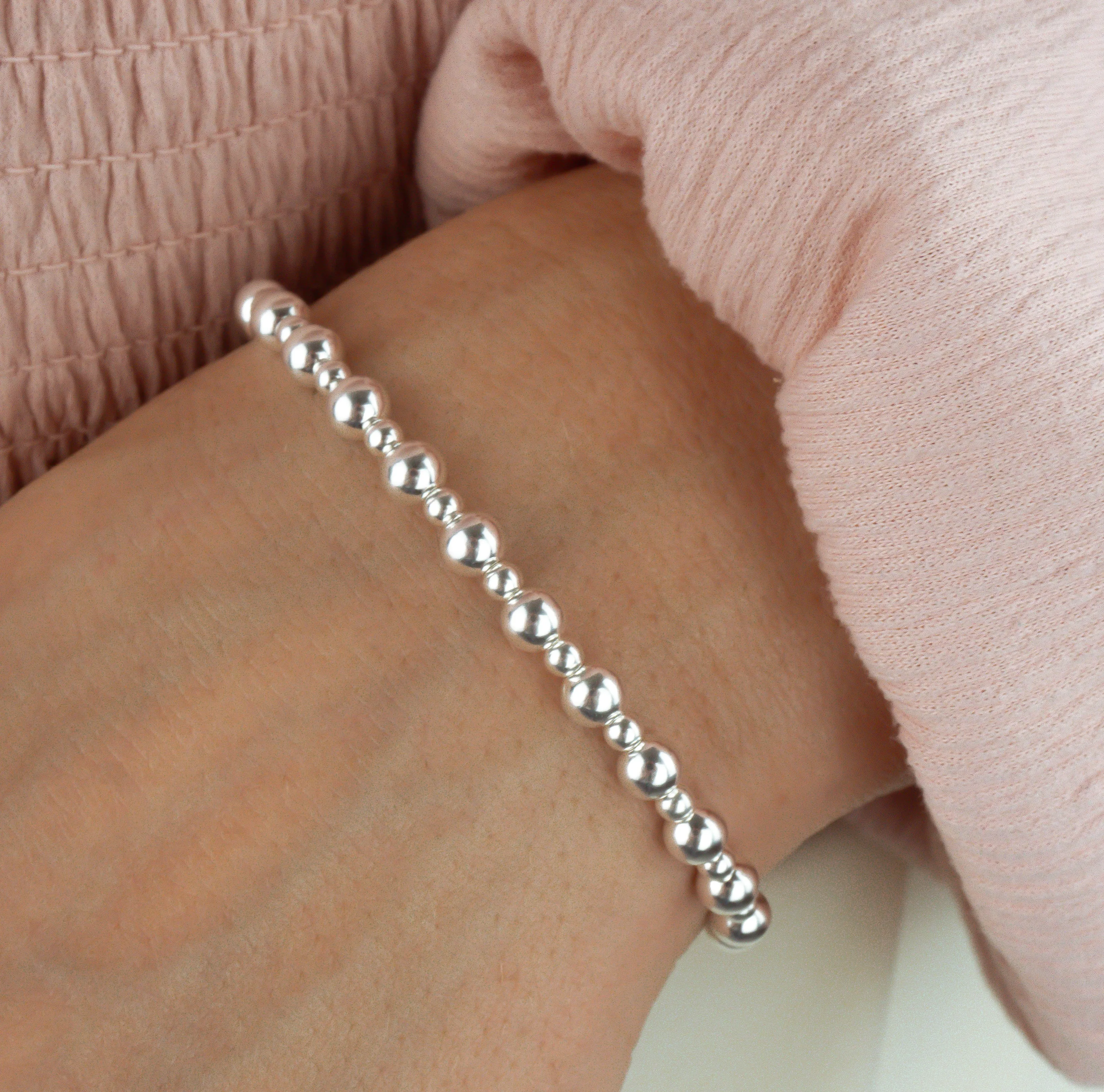 925 Sterling Silver Stretch Bracelet, Bracelet, Stacked Bracelets