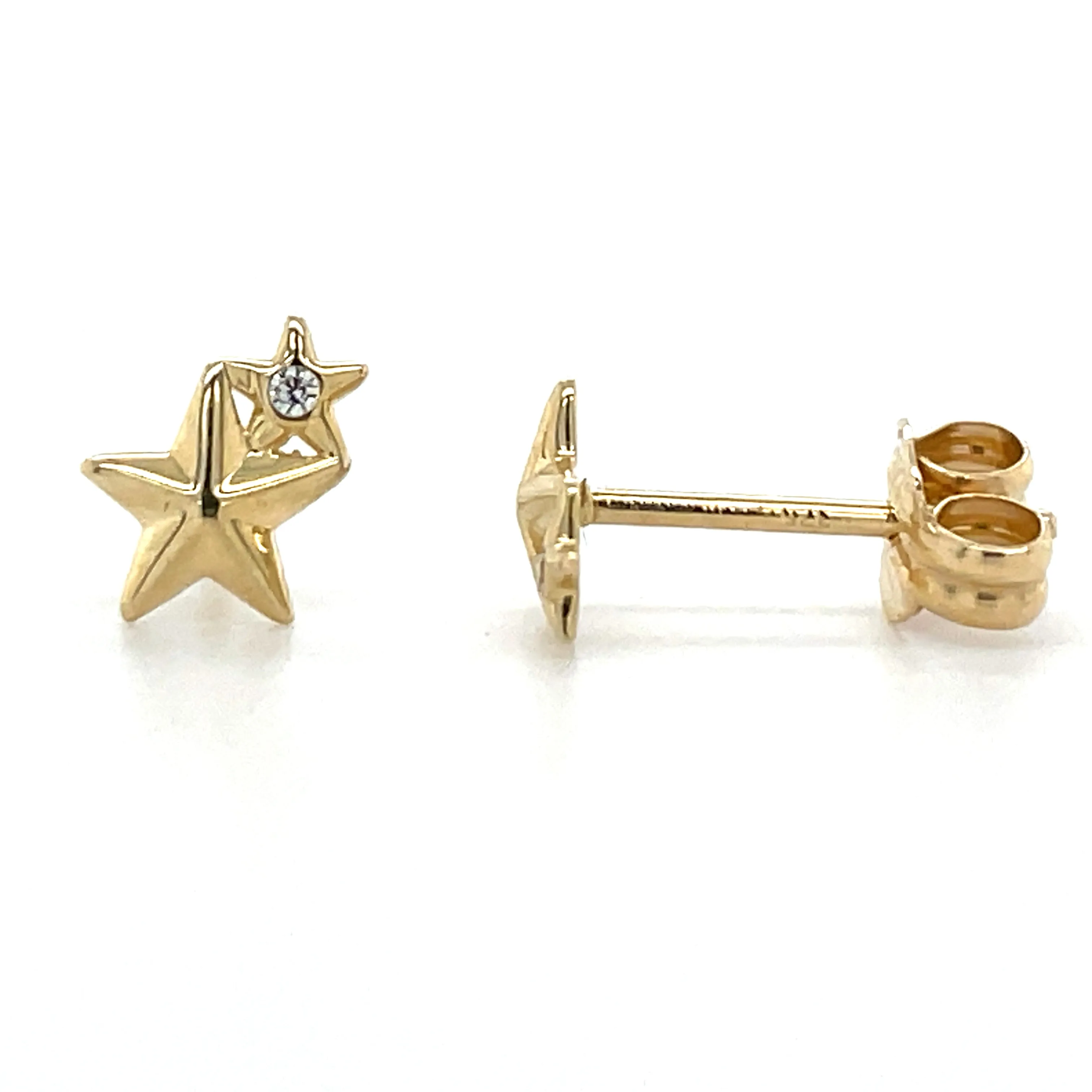 9ct Yellow Gold Double Star Stud Earrings