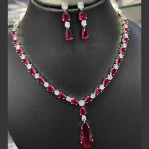 Aamrapali Silver Plated AD Necklace Set