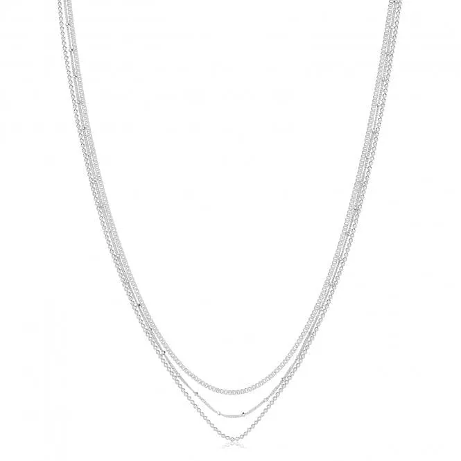 Acotis Silver Necklace Rhodium Plated Multichain G3407rh