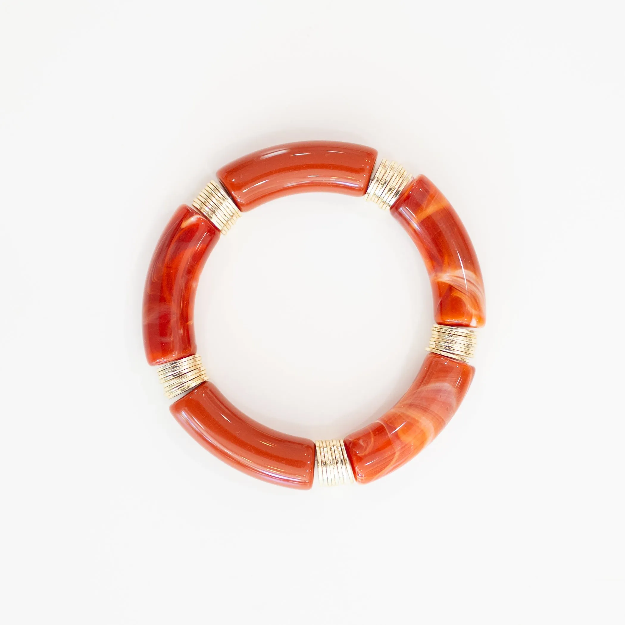 Acrylic   Gold Bamboo Bracelet: Burnt Orange