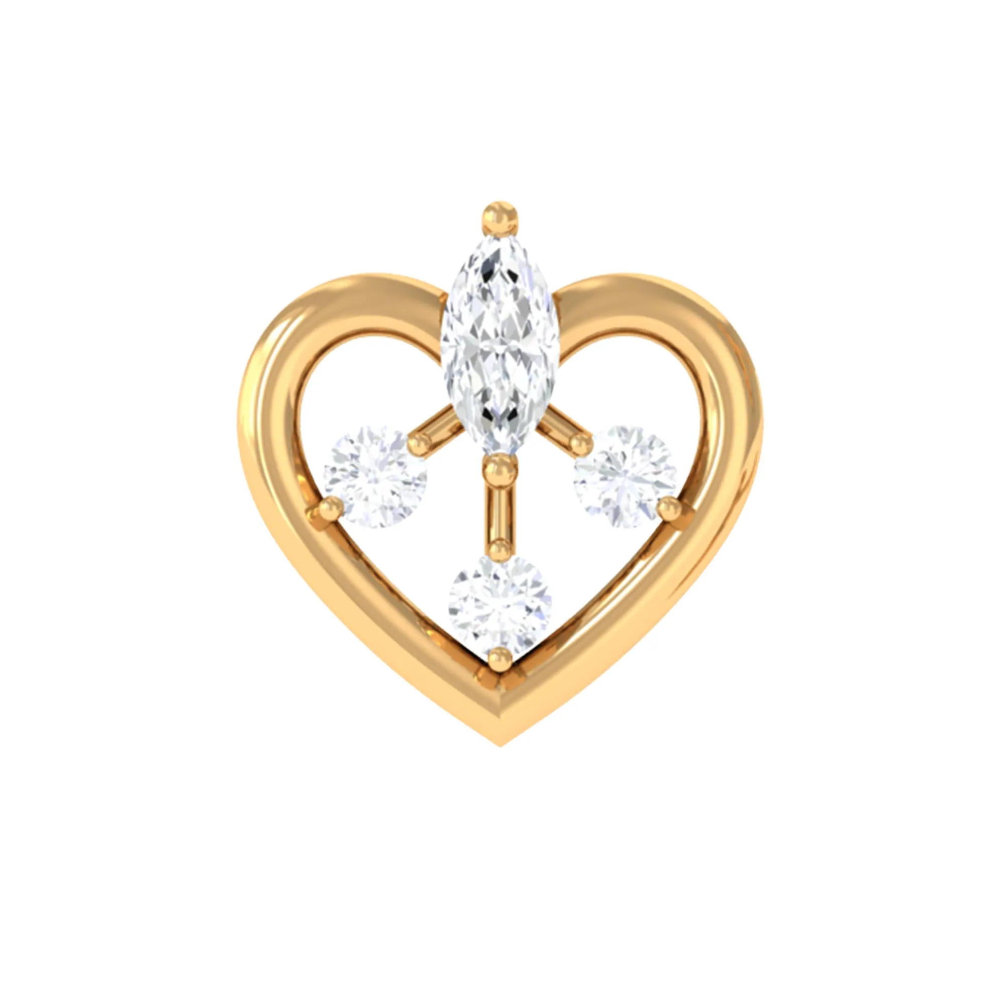 Adorable Diamond Gold Heart Earring for Cartilage Piercing