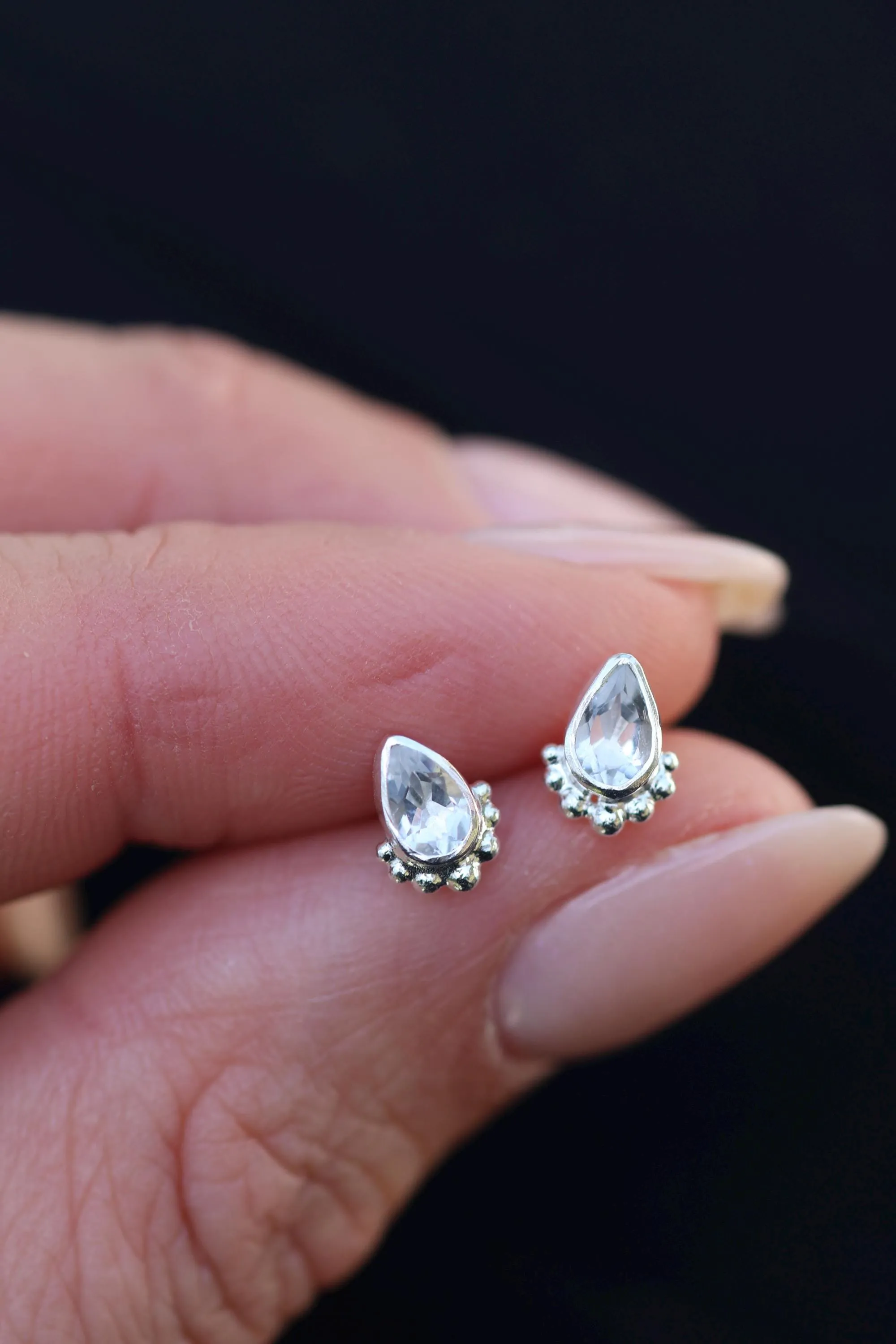 Amaya Sterling Silver White Topaz Stud Earrings