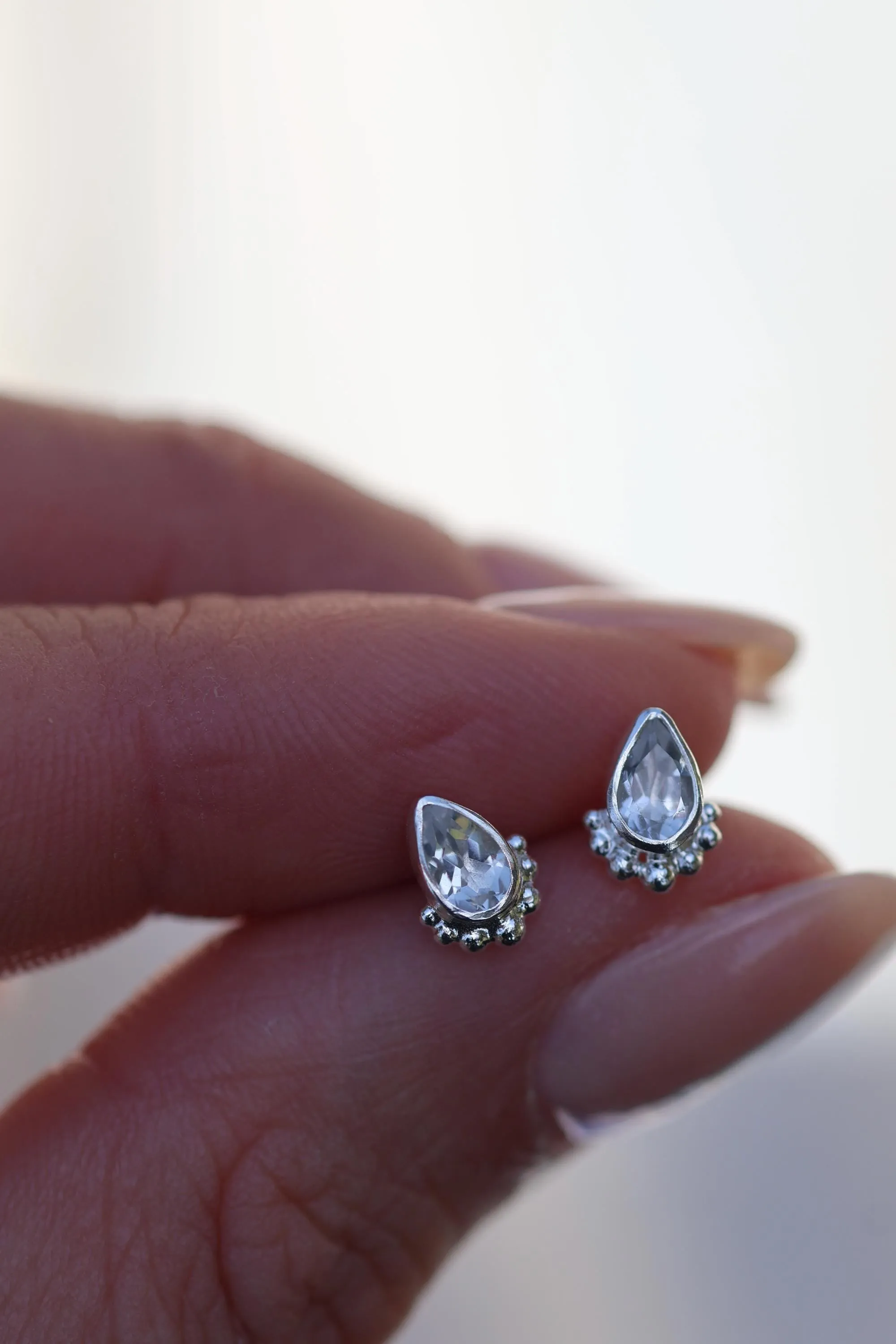 Amaya Sterling Silver White Topaz Stud Earrings