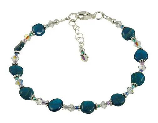 Aqua Apatite Gemstone Beaded Bracelet