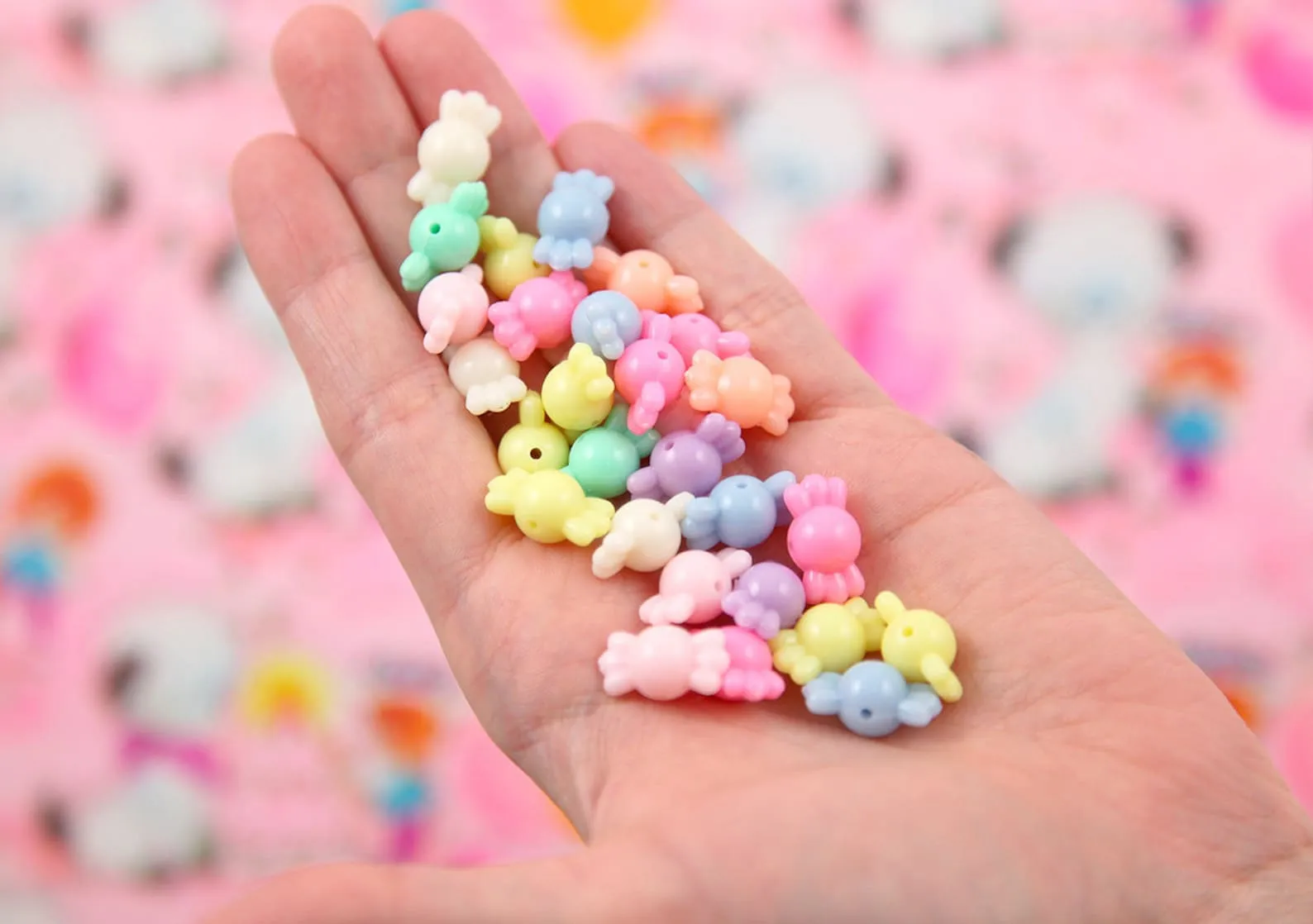 Assorted Candy Pastel Plastic Beads | Size: 8mm