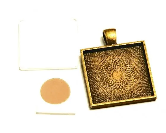 Bezel Pendant Kit - Square - 25mm