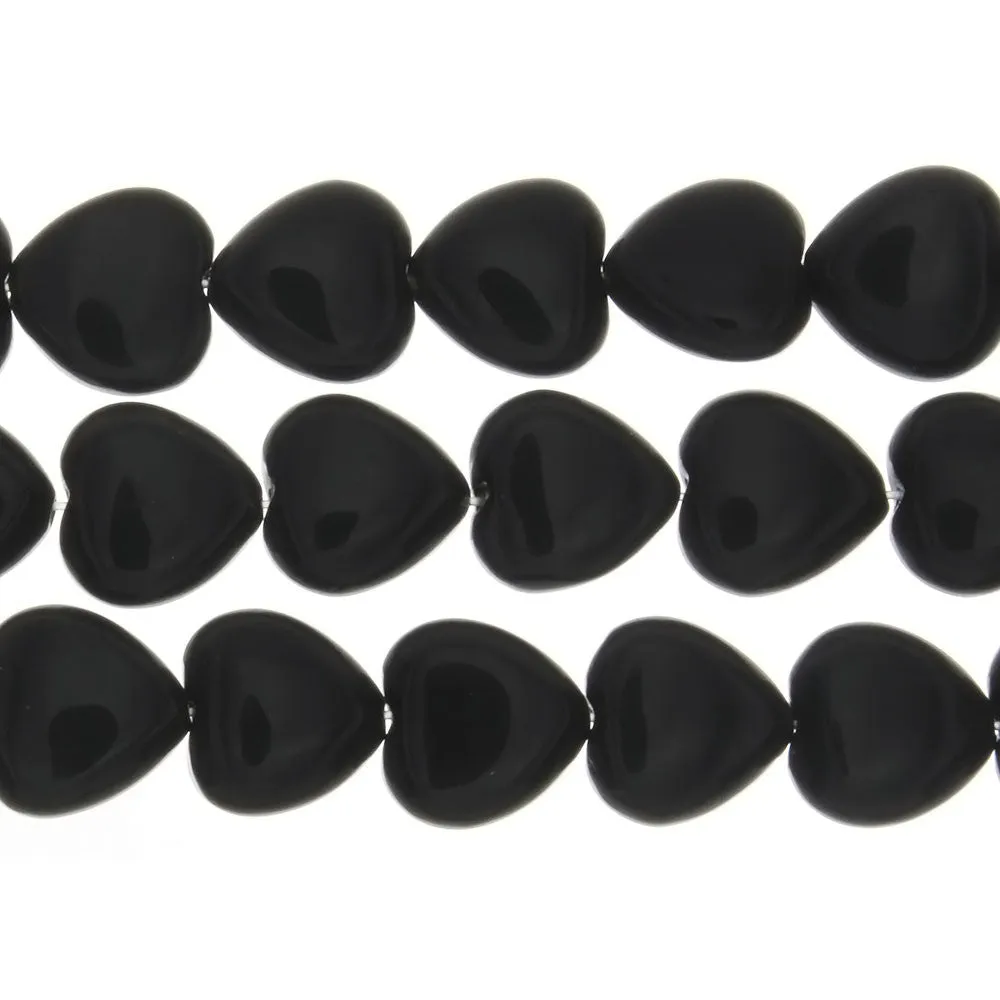 BLACK STONE HEART 12 MM STRAND